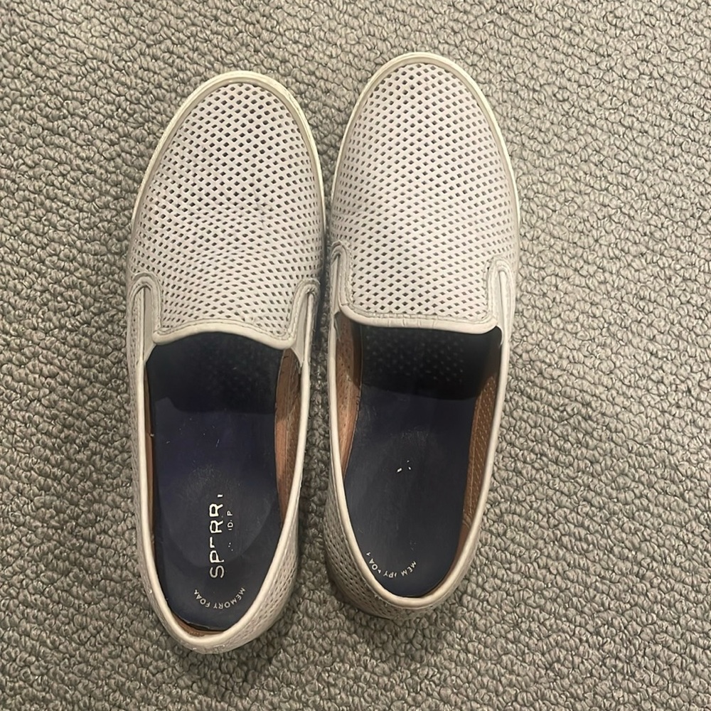 Sperry leather slip ons with memory foam